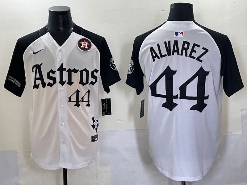 Men 2025 Houston Astros #44 Alvarez White Black Five generations Joint Name Nike MLB Jersey style 8